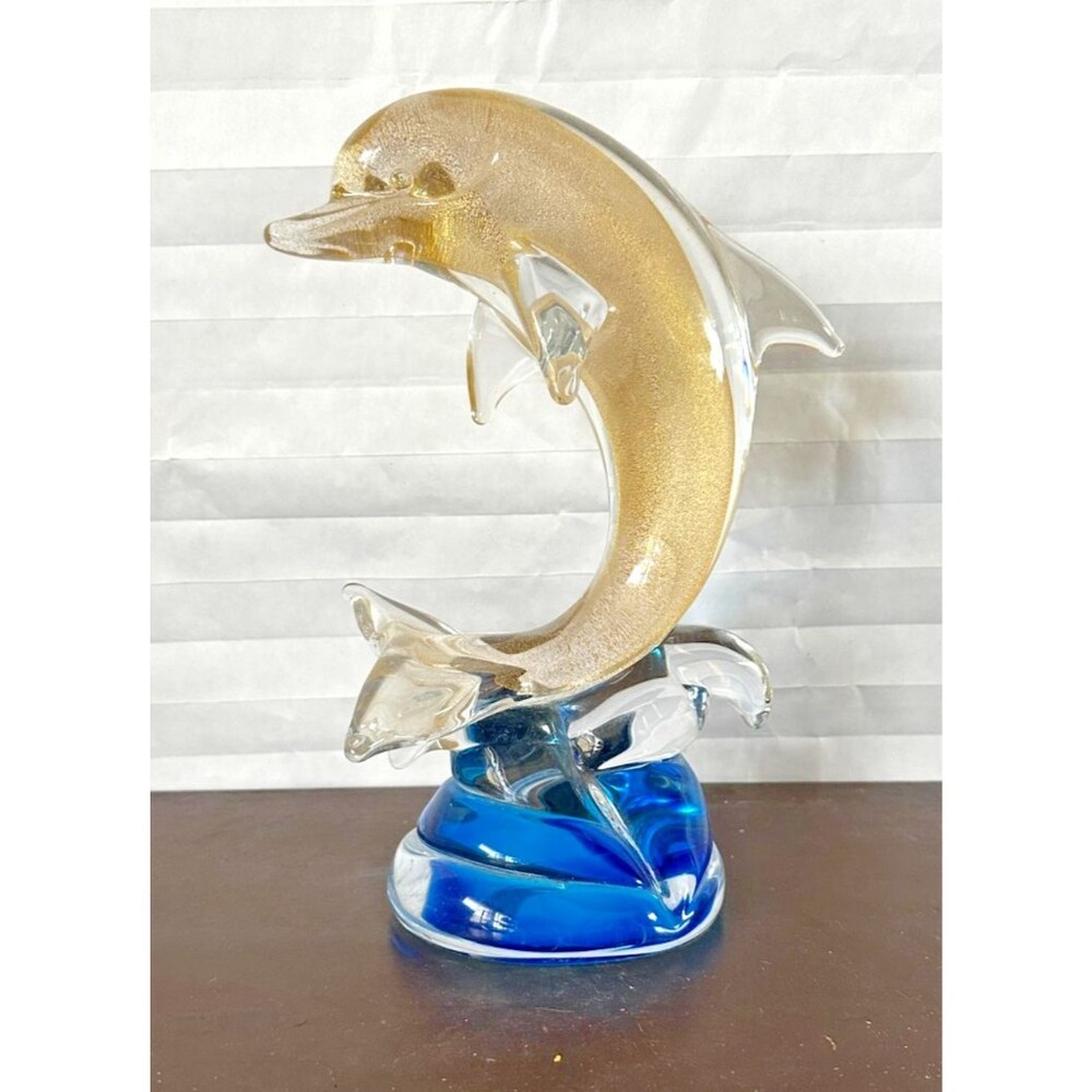 Murano Hand Blown Glass Dolphin – Italian Art Glass Figurine Sculpture